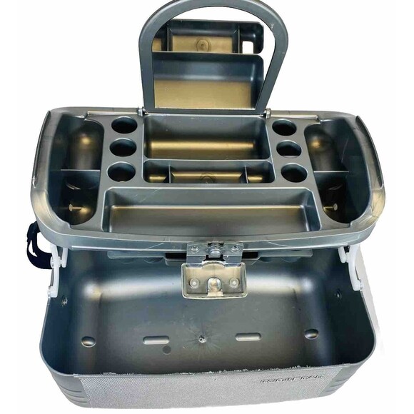 Cosmepak Organizer Travel Case Gray/Silver Cosmetic Case With Mirror 14”x8”x8” - Picture 8 of 9